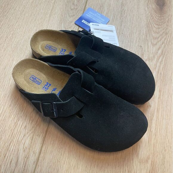 Birkenstock Boston Black Suede Clogs – Size 37 (US 6) - Picture 1 of 5
